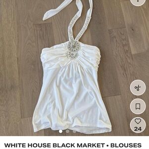White House Black Market Embellished White Top